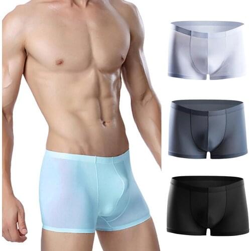 Mens underwear boxers Men Solid Color Thin Breathable Seamless Bulge Pouch Underwear boxeur homme underpants calzoncillos 2020