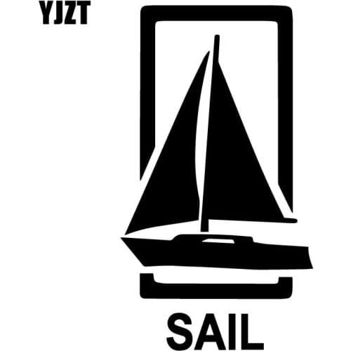YJZT 9.7CM*17.3CM SAILING Sail Sailboat Decor Body Of Car Vinyl Decal Car Sticker Black/Silver C31-0474