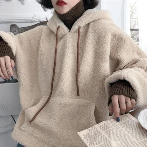 Women Sweatshirt Autumn Casual Solid Fake Two Piece Turtle Neck Long Sleeve Thick Warm Hoodie Sweatshirt Loose Tops Coat Women