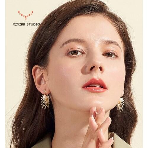 YuanS Earrings 2021 new fashion makings S925 Fashion pin Earrings flash fireworks shaped Earrings female elf jewelry