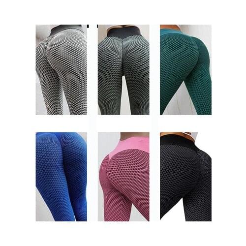 Womens Jacquard Honeycomb Bodybuilding Pants Peach Hip High Waist Running Fitness Tight Yoga Pants