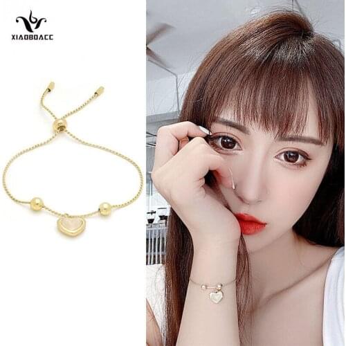 XiaoboACC Gold Plated Korean Fashion Adjustable Opal Love Bracelet