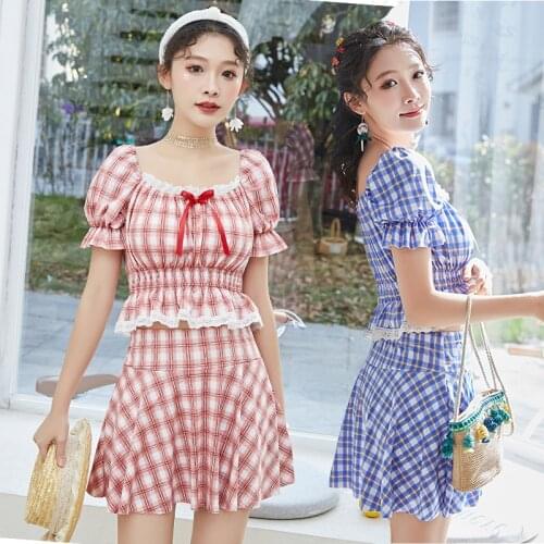 2021 New Korean Style High Waist Bikini Set Women Biquini Suit Two Pieces Swimwear Lattice Swimsuit High Quality Beach Suit