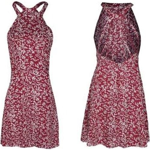 Backless Cross Bandages Dress Women Hanging Neck Sleeveless Ladies Summer Dress Bohemian Floral Party Dresses For Women