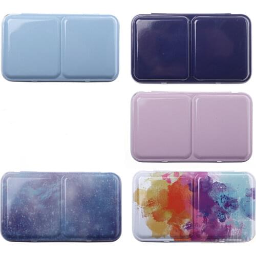 Colorful Empty Watercolor Paints Tins Box Palette Painting Storage Paint Iron Box with 24 Half Pans For Art Supplies