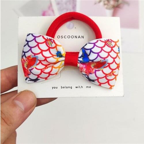 1 Piece Lovely Creativity Fish Scales Ties Bows Elastic Hair Bands For Baby Girls Hairpin Clips Scrunchy Kids Hair Accessories