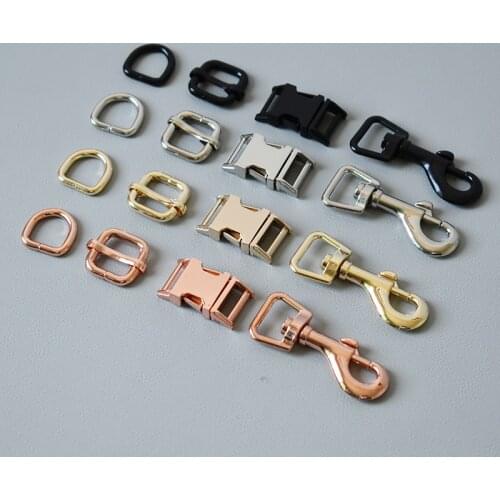 100 set 15mm metal buckle+adjust buckle+D ring+dog clasp plated metal buckle safety clasp DIY collar leash sewing accessories