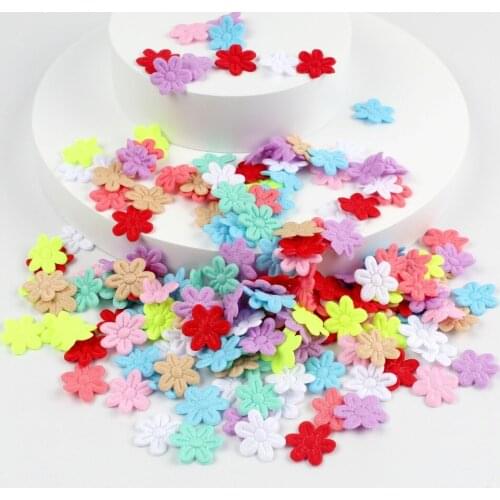 100pcs Five-petal Flower Embossed Childrens Hair Accessories Hairpin Jewelry Small Flowers Accessories Material Cloth Stickers