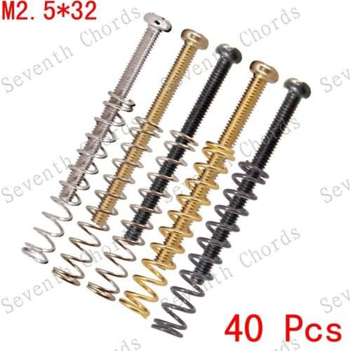 40 Pcs/Lot Electric Guitar Humbucker Pickups Adjust Height Screw + Adjust Spring - 3 Color for choose - M2.5*32MM Pitch 0.4mm