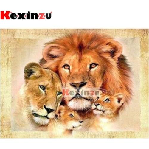 5D DIY Full Square/Round Drill Diamond Painting "Lion family" Embroidery Mosaic Cross Stitch Stickers Decor Gift X76400