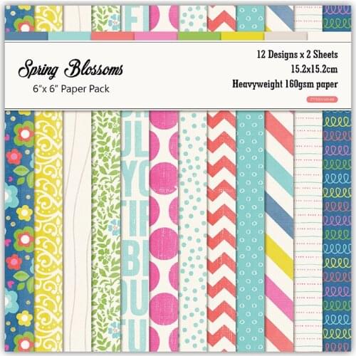 6" 12 Sheets Spring Blossoms Scrapbooking Origami Art Background Paper Pad Card Making DIY Photo Ablum Craft Paper Pack