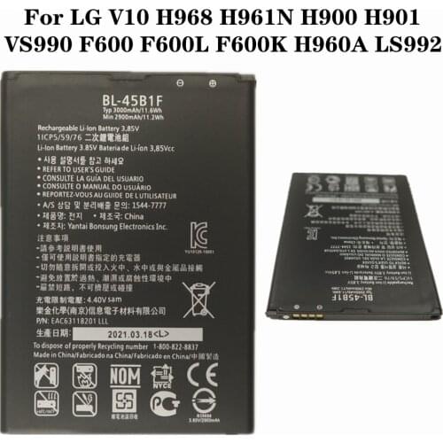 3000mAh BL-45B1F BL45B1F Battery For LG V10 H968 H961N H900 H901 VS990 F600 F600L F600K H960A LS992 Phone Replacement Battery