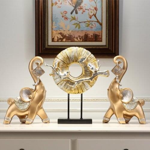 EUROPEAN RESIN LUCKY ELEPHANT SCULPTURE ORNAMENTS HOME LIVINGROOM FURNISHING CRAFTS FENGSHUI OFFICE DESKTOP FIGURINES DECORATION