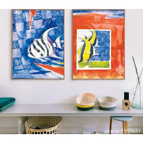 Cotton no frame cartoon animal clown fish canvas printings oil painting printed on cotton home wall art decoration pictures