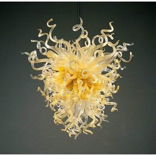 Art Decoration Pendant Light Champagne Color Living Room Home Romantic Hand Blown Murano Glass Crystal Chandelier Factory Sale