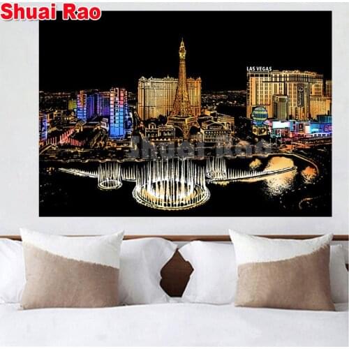 90x60cm Las Vegas Landscape 5d diamond painting full square round drill diy embroidery diamond art city night home decor