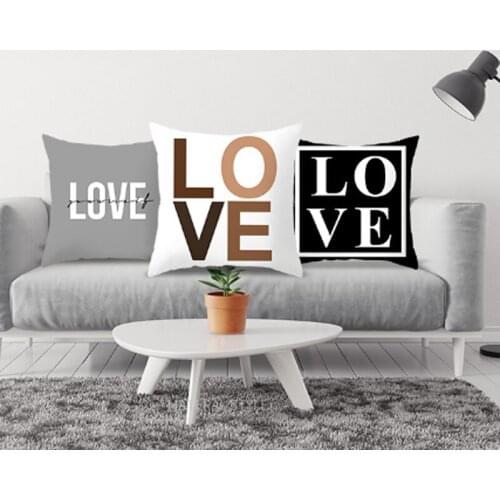 2PCS Valentines Day Pillowcase Cartoon Letter Sofa Pillowcase Household Goods Bedside Cushion Cover For Living Room