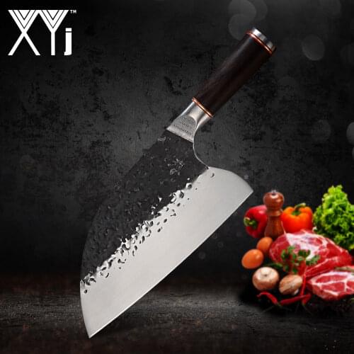 XYj Handmade Forged Cleaver Wide Blade Butcher Knife Utility Vegetable Meat Outdoor Survival Knives Sharp Blade Kitchen Tools