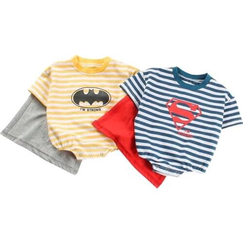 Summer New Loose Romper Clothes Baby Boy Girls Triangle Striped Romper with Cloak Little Superhero Cosplay Baby Clothes