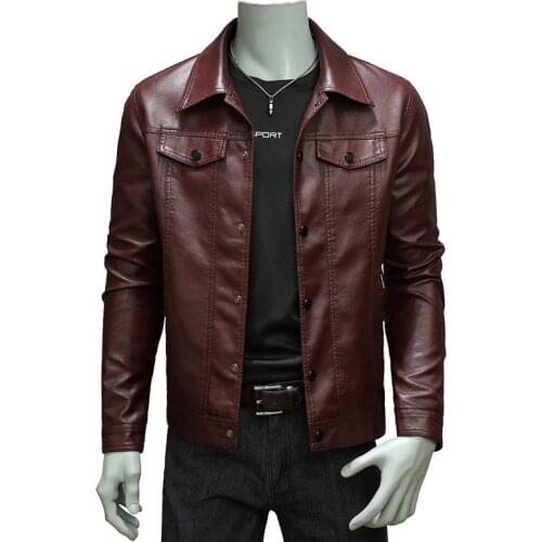 Mcikkny Mens Faux Biker Leather Jackets Turn Down Collar Motorcycle Leather Outwear Coats For Male SizeM-4XL
