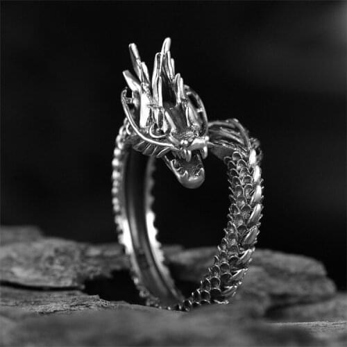 Retro Chinese Dragon Ring Punk National Mens Ring Retro Personality Mens Jewelry Hip Hop Party Finger Accessories