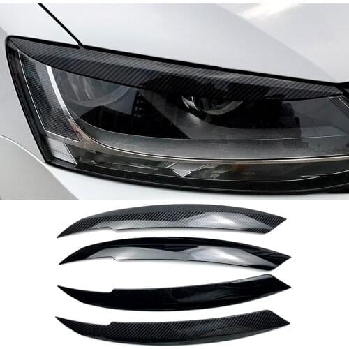 Car Headlight Eyelid Eyebrow Trim Cover For VW Jetta MK6 2010 2011 2012 2013 2014 2015 2016 2017 2018 Black ABS Plastic