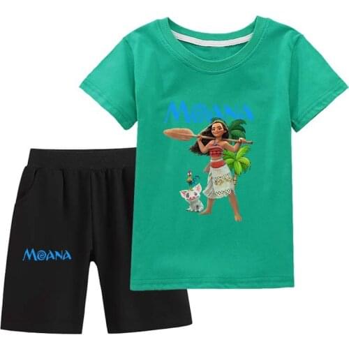 New Summer Fashion Big Boys Cotton Clothes moana clothes kids Tshirt girls tops+shorts Clothing Set outfit