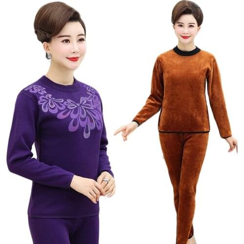 NEW Youth Clothing European Fashion Lady Clothes Set Shaggy Thermal Underwear Women Autumn / Winter 2 Piece Set High Quality 398