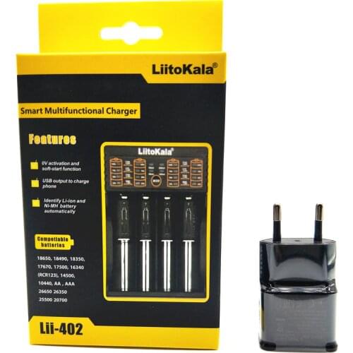 NEW LiitoKala Lii-100 lii-202 Lii-402 18650 Battery Charger For 26650 16340 RCR123 14500 LiFePO4 1.2V Ni-MH Ni-Cd 5V 2A USB