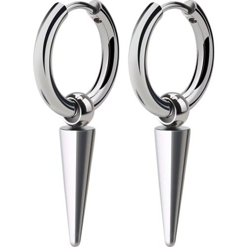 New Arrive Long Cone Earring Studs Gold Black Steel Color Can Choose Classic Body Jewelry