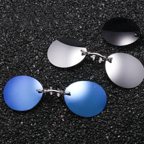 Trendy Clip On Nose Driver Goggles for Men Vintage Mini Round Sun Glasses Rimless Sunglasses Traveling Outdoor UV400 Sunglasses