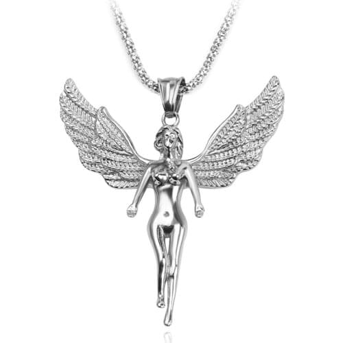 Fairy Angel Pendant Necklace Silver color Angel with wings necklaces for women jewelry gifts