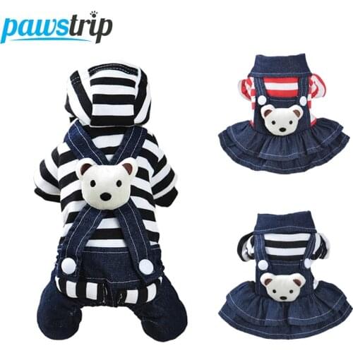 Pawstrip Bear Small Dog Clothes Jumpsuit Soft Warm Puppy Overalls Chihuahua Teddy Dog Dress Winter Puppy Coat Clothing For Dogs