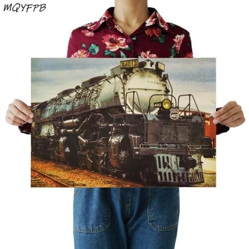 Old Steam Locomotive Kraft Paper Poster Home Room Decoration Painting Core 50.5x35cm