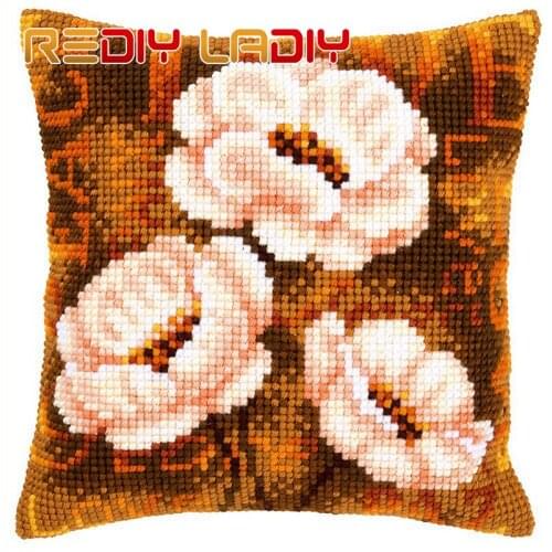 Cross Stitch Cushion Modern Daisies DIY Chunky Cross-Stitch Kits Acrylic Yarn Pillow Case Home Decor Sofa Pillows Arts & Crafts