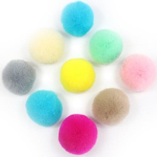 DIY 6cm Pompom Ball Real Rabbit Fur Pom Pom Ball Pendent for Women Hat Cloth Earrings Shoes Handbag Key chain Accessories