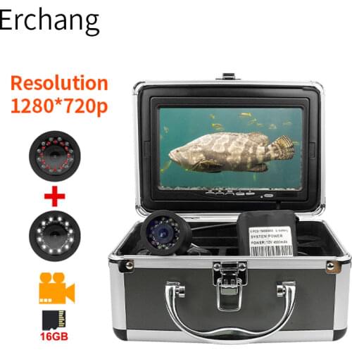 Fish Finder Underwater Fishing Camera HD 1280*720 Screen12pcs White LEDs+12pcs Infrared Lamp Camera For Fishing 16GB Recoding