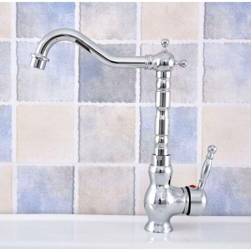 Bathroom Sink Faucet Polished Chrome 360 Degree Swivel Basin Faucet Water Tap Single Handle Cold and Hot Water zsf648