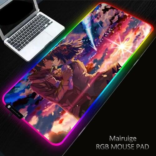 40*90CM Anime Your Name RGB Gaming Pad Rubber Non-Slip Laptop PC Led Gamer Large Mouse Pad Keyboard Mousepad for Computer Desk