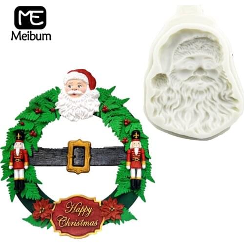Meibum Christmas Silicone Fondant Cake Mold Santa avatar Pattern Biscuits Paste Sugar Craft Chocolate Candy Decorate Mould