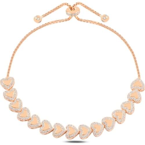 Silver 925 Sterling Heart Zircon Stone Lift Bracelet