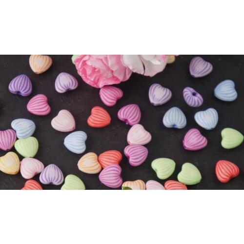 Random mixed acrylic Heart Shape loose diy bead jewelry findings colorful acrylic bead for child gift 11x10x5mm y1472