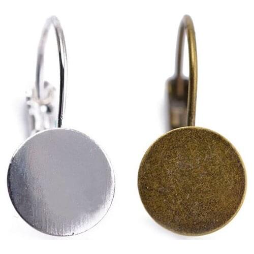 Glass Cabochons Brass Base Pad French Lever Back Earrings Blank For DIY High Quality Earring