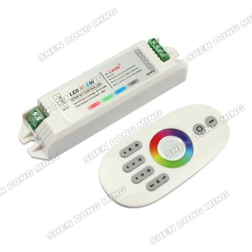 2.4G RGBW LED controller Touch pannel LED controller 12V/24V 24A Wireless Finger touch ring Remote 432Watt for LED RGBW Strip