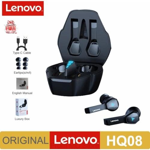 Lenovo HQ08 Bluetooth Headphones TWS Wireless Gamer Headset Sports 400mAh Battery Earphone No Delay Dual Mic Earbuds For Phone