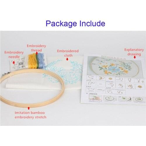 DIY Cross Stitch Decoration 1#~4# Instruction Manual W/Hoop Colored Floss