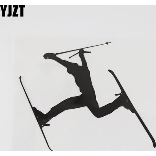 YJZT 13.9CMX11.6CM Extreme Sport Snow Winter Ski Vinyl Car Sticker Black/Silver 8A-0642