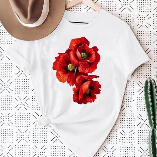 Women Flower Floral Watercolor Cute Cute 90s Sweet Summer Fashion Print Short Sleeve Lovely Clothes Tops Tees Tshirt T-Shirt