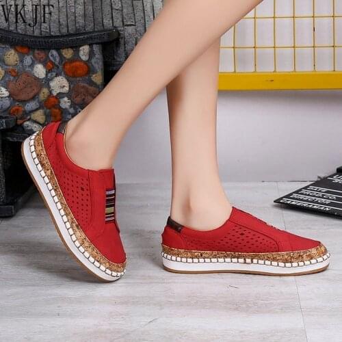 Ladies Breathable Hollow Out Flat Loafers Women Casual Round Toe Flats Shoes Comfortable Sneakers Plus Size Chaussure Femme