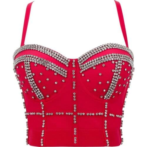 Diamond Pub Costume Sexy Tops Women Sexy Sling Female Crop Top moulding Corset Camisoles Nightclub Skinny Womens Tank Tops